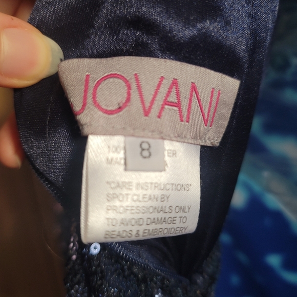 Jovani Navy Blue Sequin Dress - Picture 2 of 2
